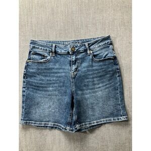 Womens Mid Rise Denim Shorts Medium Wash Blue Size 10